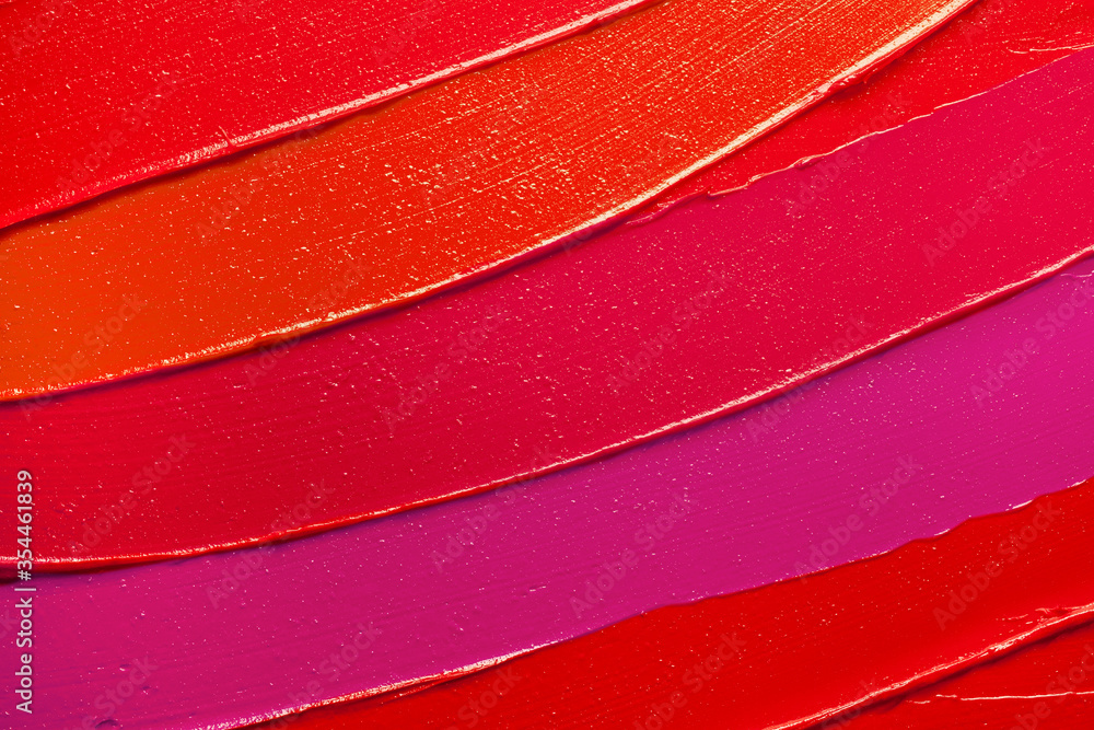 Lip gloss or lipstick pink red orange smudge background texture - obrazy, fototapety, plakaty 