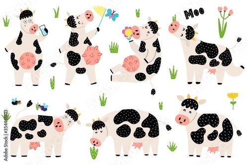 Funny black and white cows collection