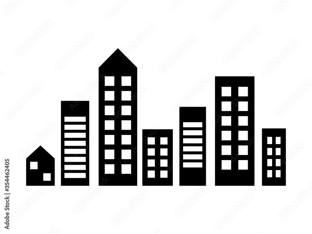 Simple City Skyline Icon. Vector Image.