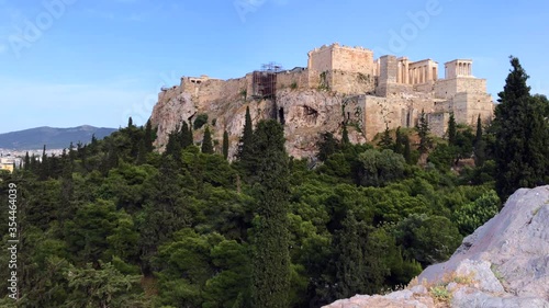 Panning of The Pnyx from the Areopagus hill, Athens, Greece. photo