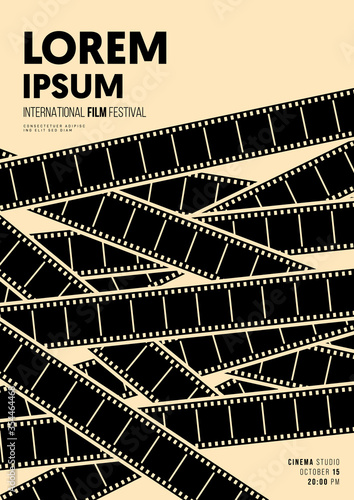 Movie and film poster design template background with filmstrip pattern