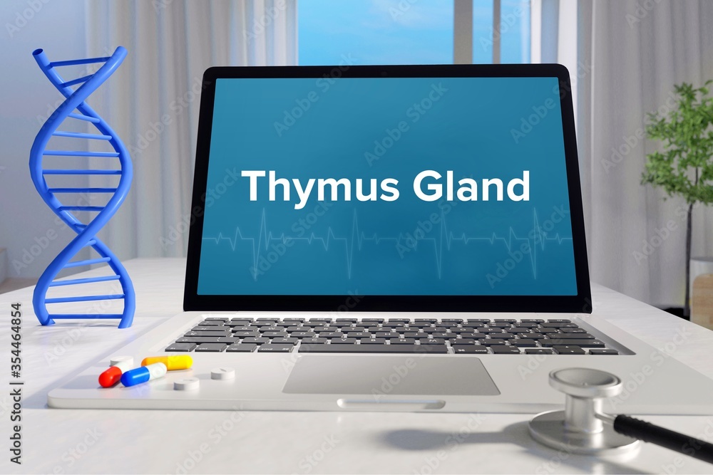 Thymus Gland. Medicine/healthcare. Computer in the office of a surgery