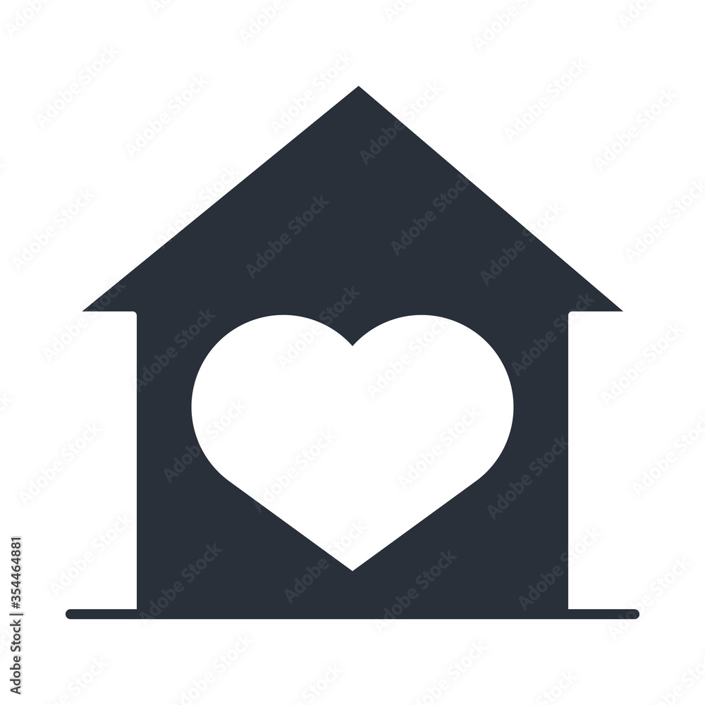 house love heart, family day, icon in silhouette style house love heart, family day, icon in silhouette style