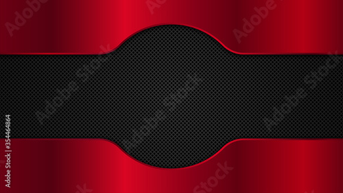 Black and red metal background. Abstract vector illustration