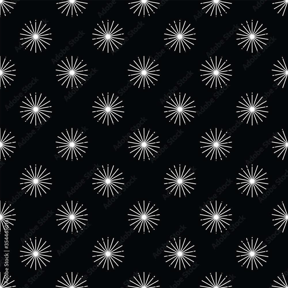 white star geo shape polka dot night black background design