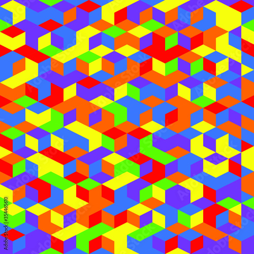 Abstract geometric hexagonal design print 3d cubes pattern. Seamless geometric cubes pattern.