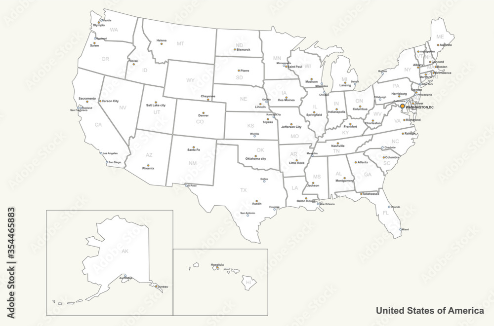Usa Map Usa Political Map Vector Map Of Us States Named Stock Vector usa-map-usa-political-map-vector-map-of-us-states-named-stock-vector