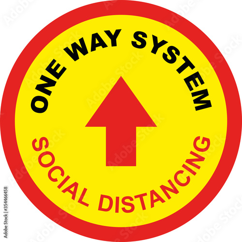 One Way System Shop Floor Sign for Coronavirus Covid 19 Social Distancing Quarantine Measures in Shops, Commercial Premises, Outdoor Spaces etc
