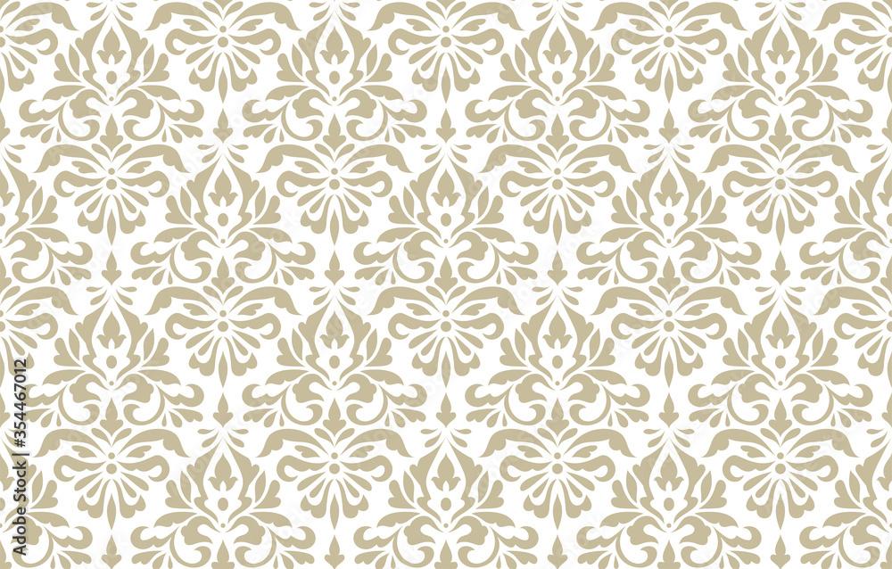 Vintage abstract pattern in damask style. Seamless vector background. White and gold texture. Elegance texture - obrazy, fototapety, plakaty 