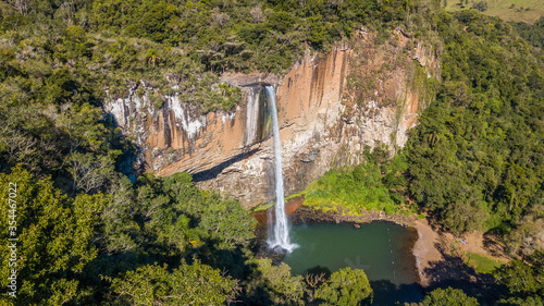 Cascata do Chuvisqueiro - Riozinho - RS. Aerial view of the beautiful waterfall of Chuvisqueiro in Riozinho  Rio Grande do Sul  Brazil