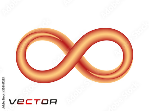 Infinity sign abstract yellow and orange vector illustration on an isolated white background.