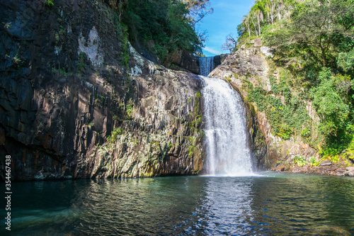 Cachoeira Tr  s Quedas - Riozinho - RS. Scenic landscape of the Tr  s Quedas waterfall in Riozinho  Rio Grande do Sul  Brazil