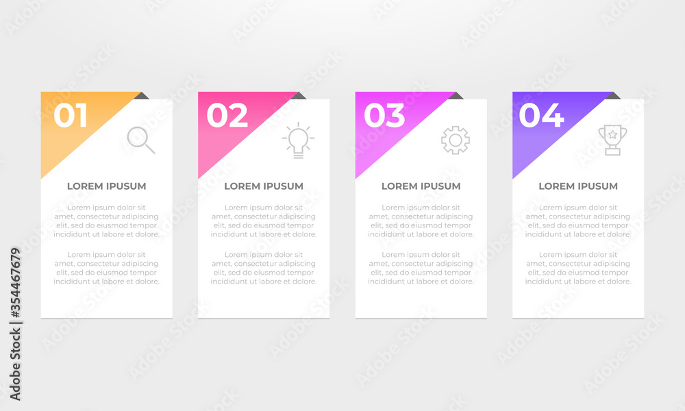 Fototapeta premium Colourful infographic steps with text boxes. Business concept with 4 steps.