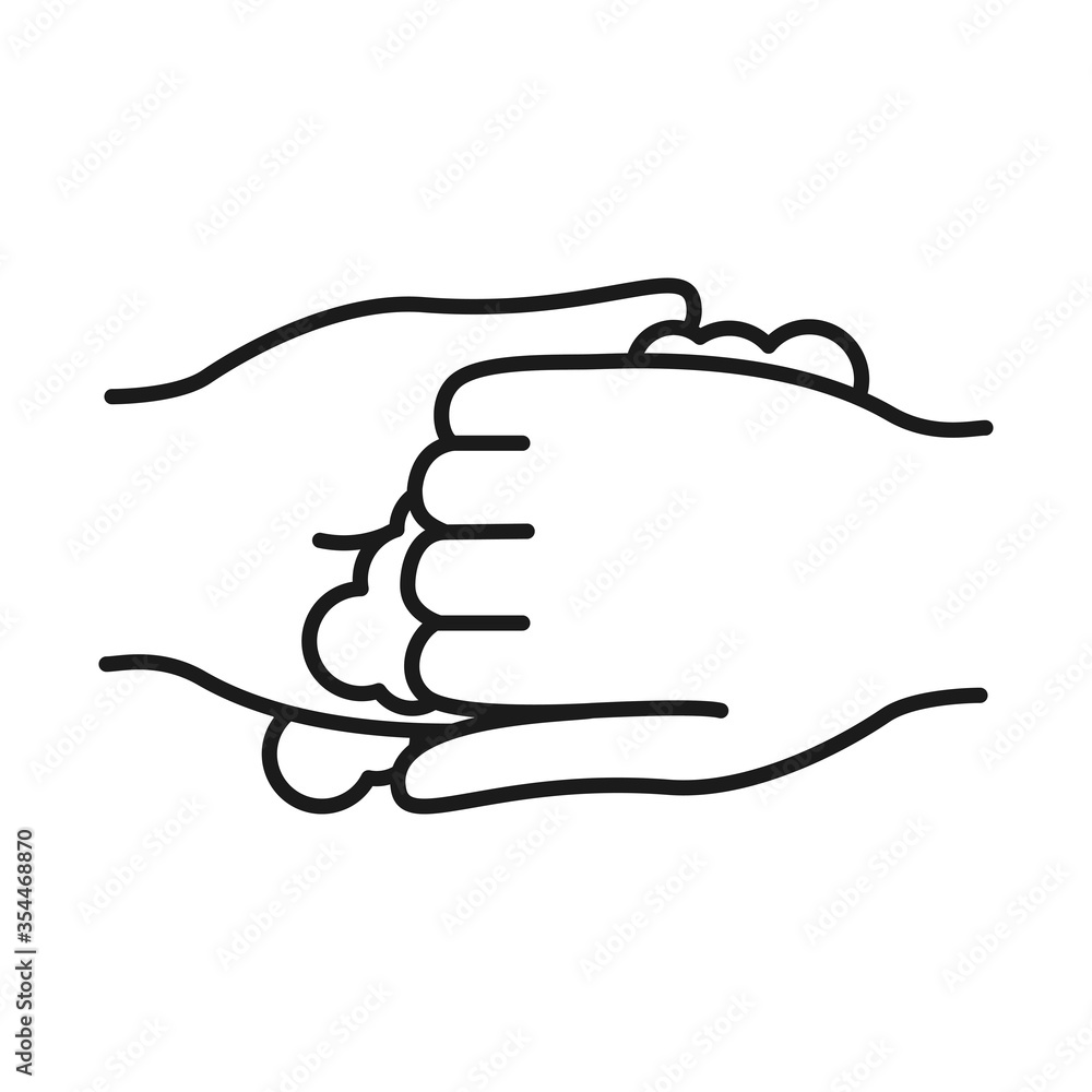 Fototapeta premium handwashing concept, hands with water, line style