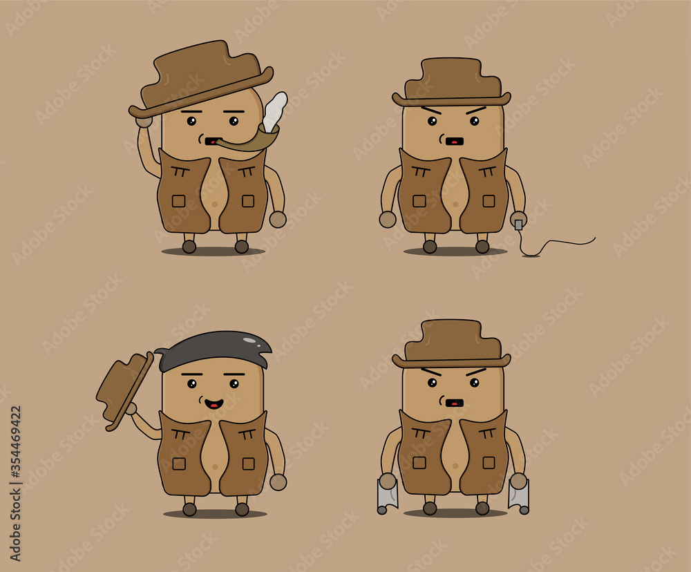 Cowboy doodles vector design set Cowboy doodles vector design set