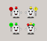 Traffic light funny vector design set