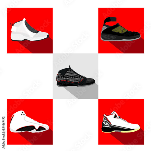 flat vector of retro basketball shoes part 6