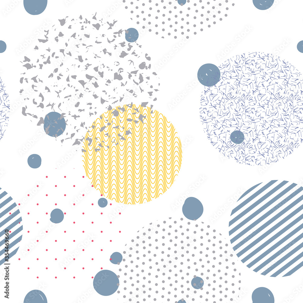 Fototapeta Seamless pattern with circles. Beautiful seamless pattern with hand-drawn elements. Vector print.