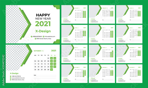 Calendar 2021 template. Desk calendar, wall calendar, national day calendar, school calendar