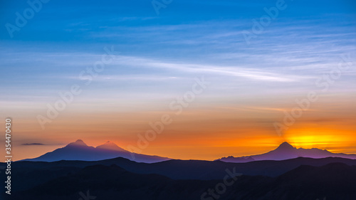 Sunset at the Ilinizas volcanoes in Quito  Ecuador