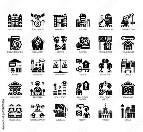 Set of real estate thin line and pixel perfect icons for any web and app project.