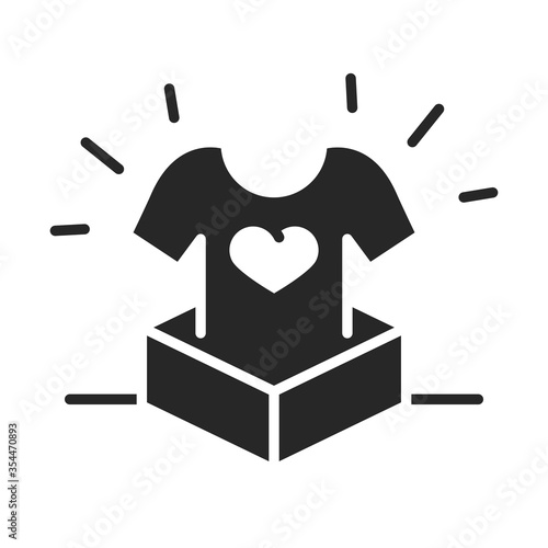 donation charity volunteer help social shirt heart in box silhouette style icon