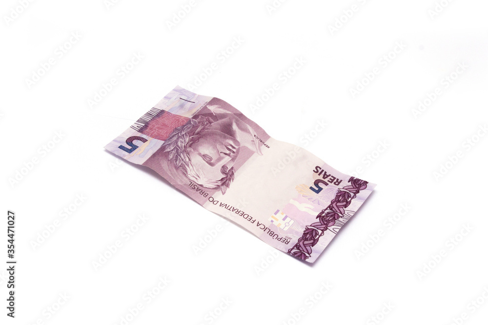 Brazilian money isolated on white background. Bills called Reais (Real). Brazilian money isolated on white background. Bills called Reais (Real).