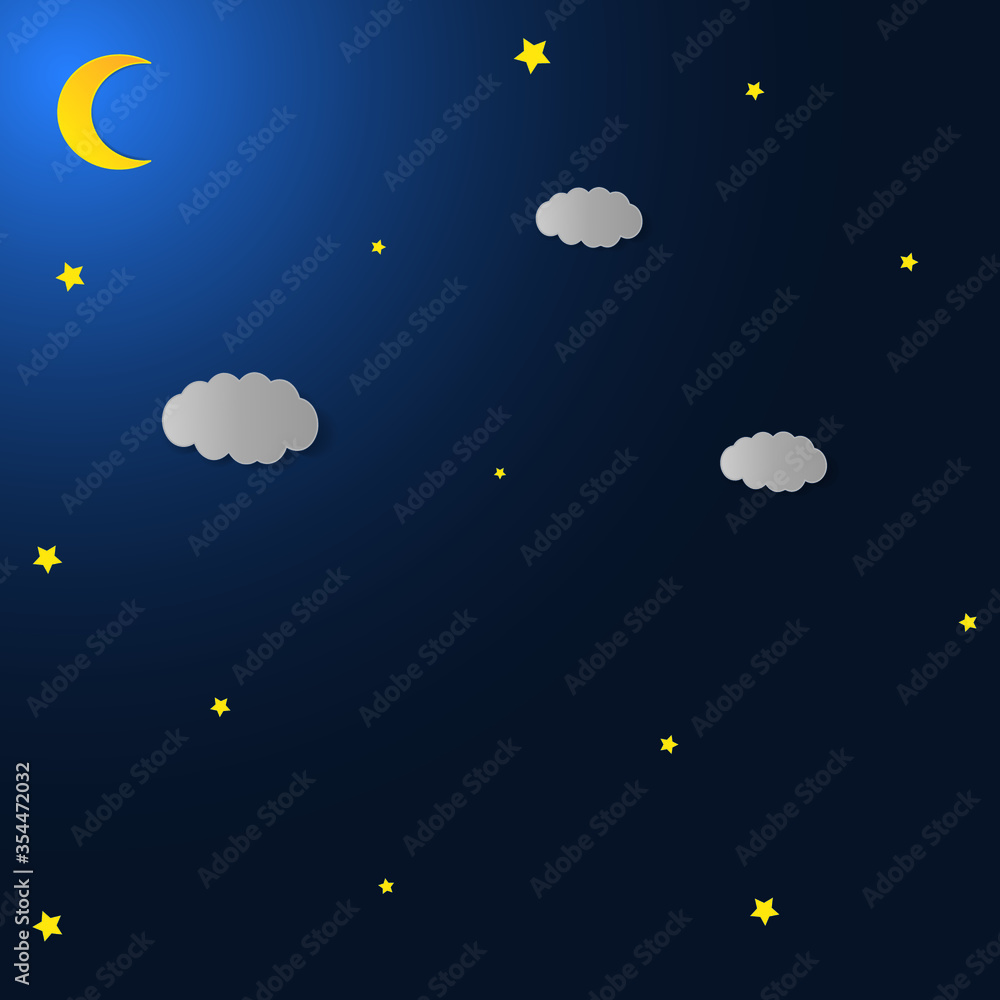 Fototapeta premium Vector night sky background stars and moon