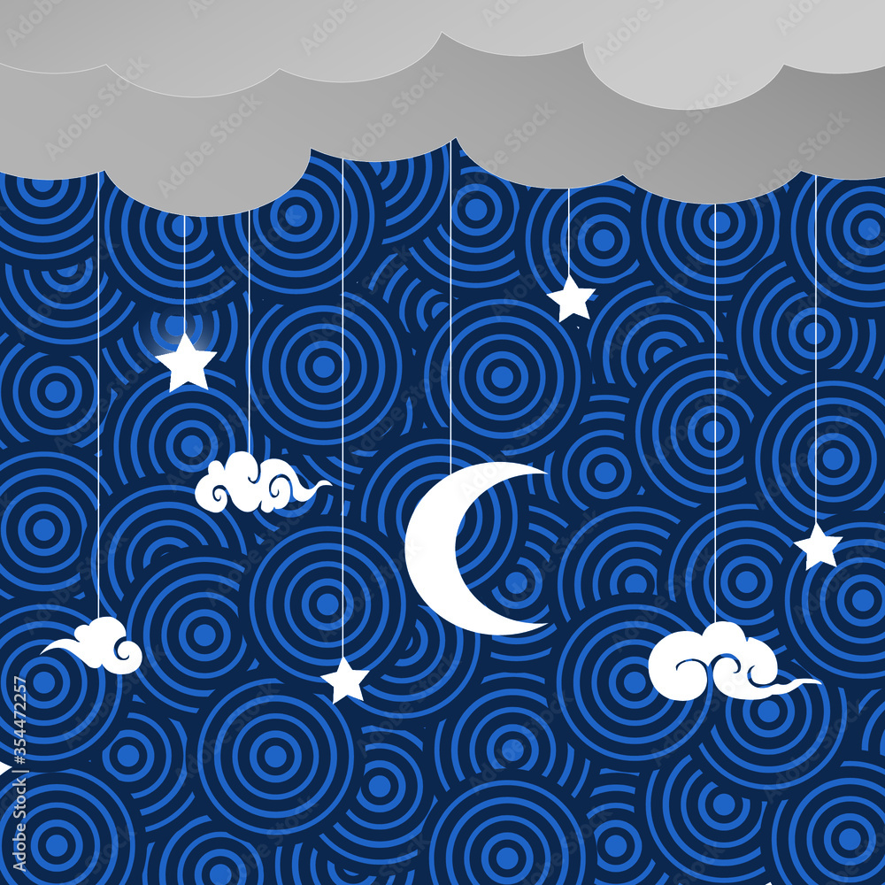 Fototapeta premium Vector night sky background stars and moon