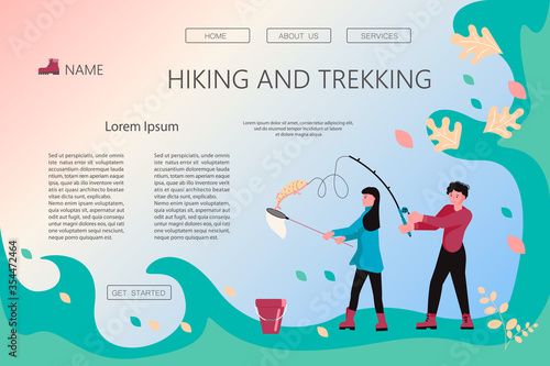 Hiking trekking people