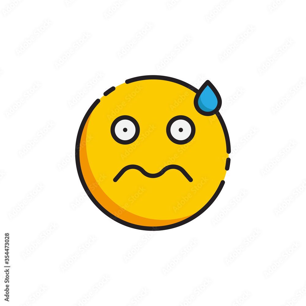 Worried Face emoticon vector icon symbol isolated on white background