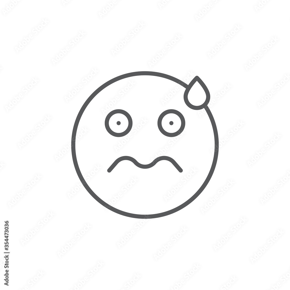 Worried Face emoticon vector icon symbol isolated on white background Worried Face emoticon vector icon symbol isolated on white background