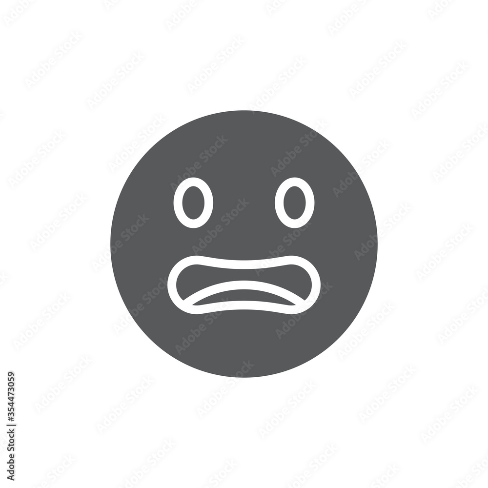 Worried Face emoticon vector icon symbol isolated on white background Worried Face emoticon vector icon symbol isolated on white background