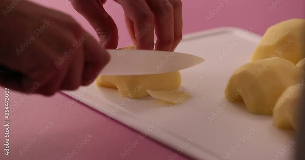 Preparing apple crumble dessert