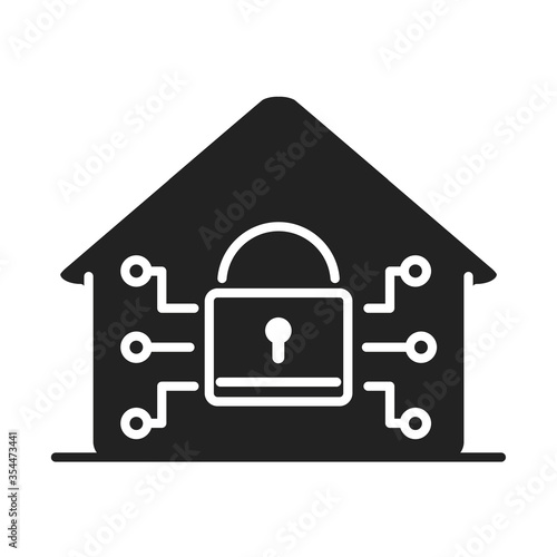 cyber security and information or network protection smart house padlock silhouette style icon