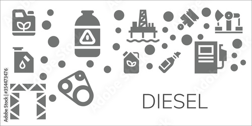 Modern Simple Set of diesel Vector filled Icons