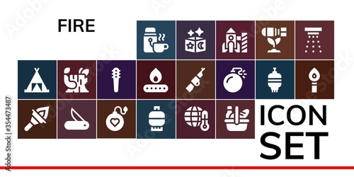 Modern Simple Set of fire Vector filled Icons