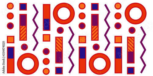 Memphis geometric shapes patterns. Memphis design elements. Retro funky graphic, 90s trends designs and vintage geometric print illustration element. Colorful memphis style backgrounds vector.