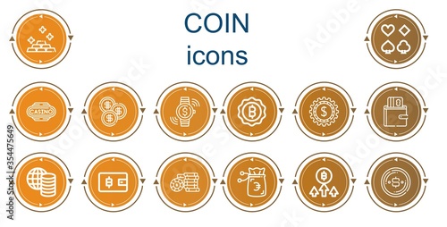 Editable 14 coin icons for web and mobile