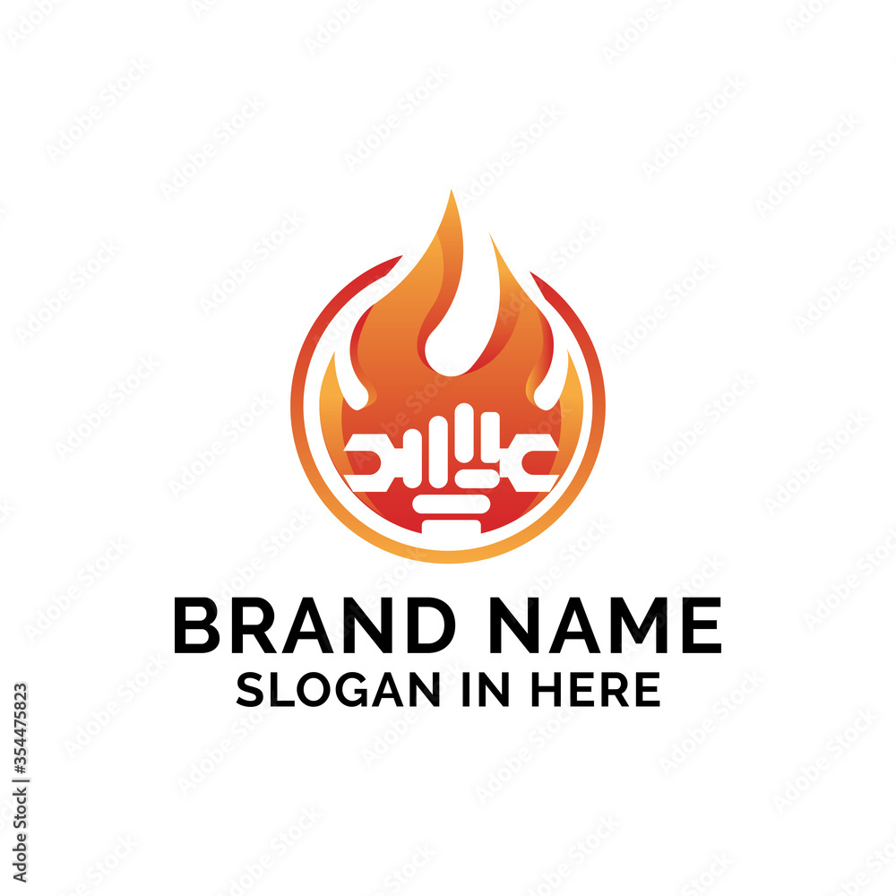 flame fire burn logo vector design illustrationflame icon with Hand holding Wrench inside the logo a design vector illustration flame fire burn logo vector design illustrationflame icon with Hand holding Wrench inside the logo a design vector illustration