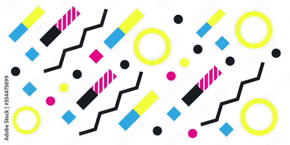 Memphis geometric shapes patterns. Memphis design elements. Retro funky graphic, 90s trends designs and vintage geometric print illustration element. Colorful memphis style backgrounds vector. Memphis geometric shapes patterns. Memphis design elements. Retro funky graphic, 90s trends designs and vintage geometric print illustration element. Colorful memphis style backgrounds vector.