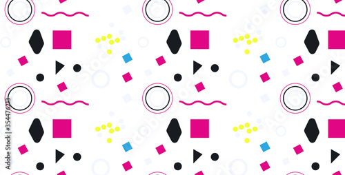 Memphis geometric shapes patterns. Memphis design elements. Retro funky graphic, 90s trends designs and vintage geometric print illustration element. Colorful memphis style backgrounds vector.