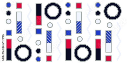 Memphis geometric shapes patterns. Memphis design elements. Retro funky graphic, 90s trends designs and vintage geometric print illustration element. Colorful memphis style backgrounds vector.