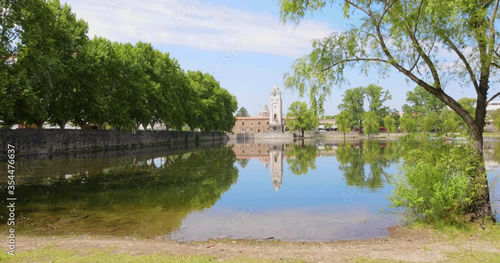 Argentina Alta Grazia El Tajamar lake and clock tower Argentina Alta Grazia El Tajamar lake and clock tower