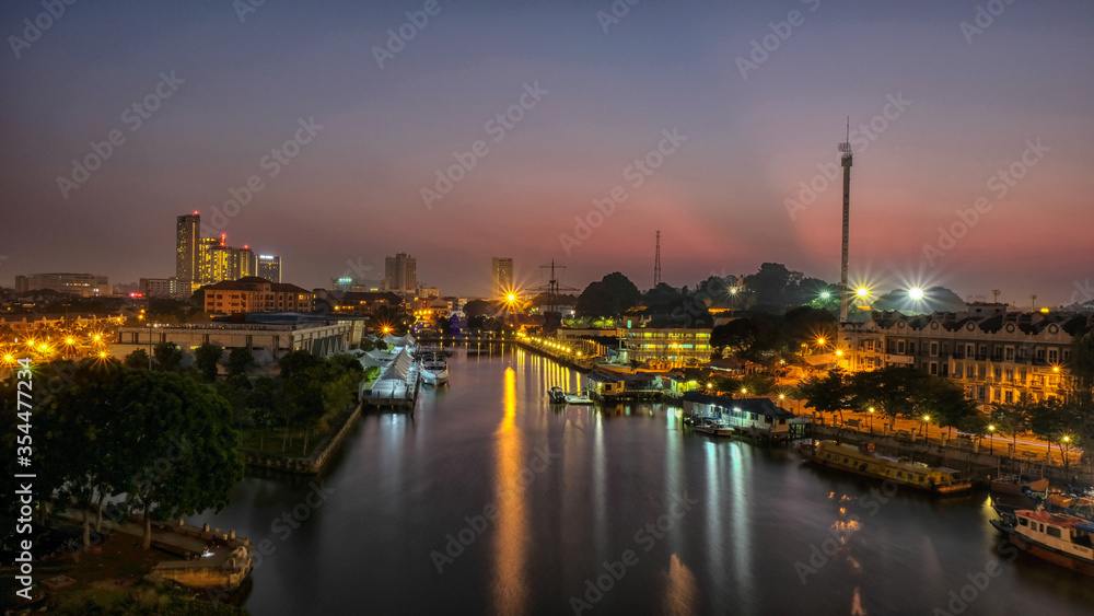Sunrise at Port of Malacca, Malaysia.