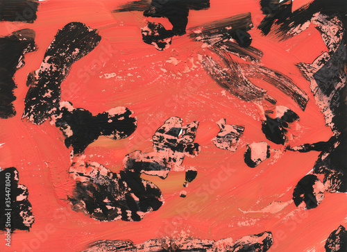 Bright background hand-painted Moderate red and black color, painting gouache. Perfect design for textile, backgrounds, packaging, posters, brochures, wallpapers, covers etc.