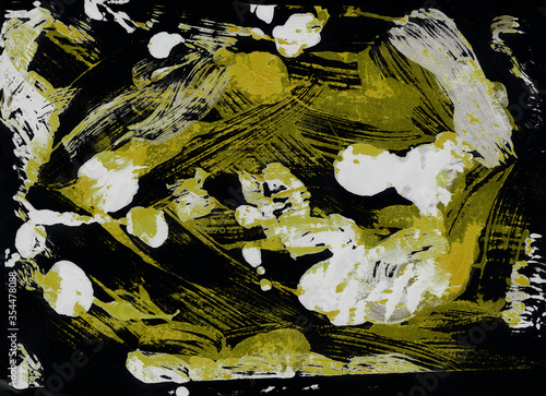 Backgrounds textures gold and white on black. Hand-painted painting gouache. Perfect design for textile, backgrounds, packaging, posters, brochures, wallpapers, covers etc.