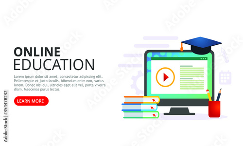 Education online or elearning, vector illustration