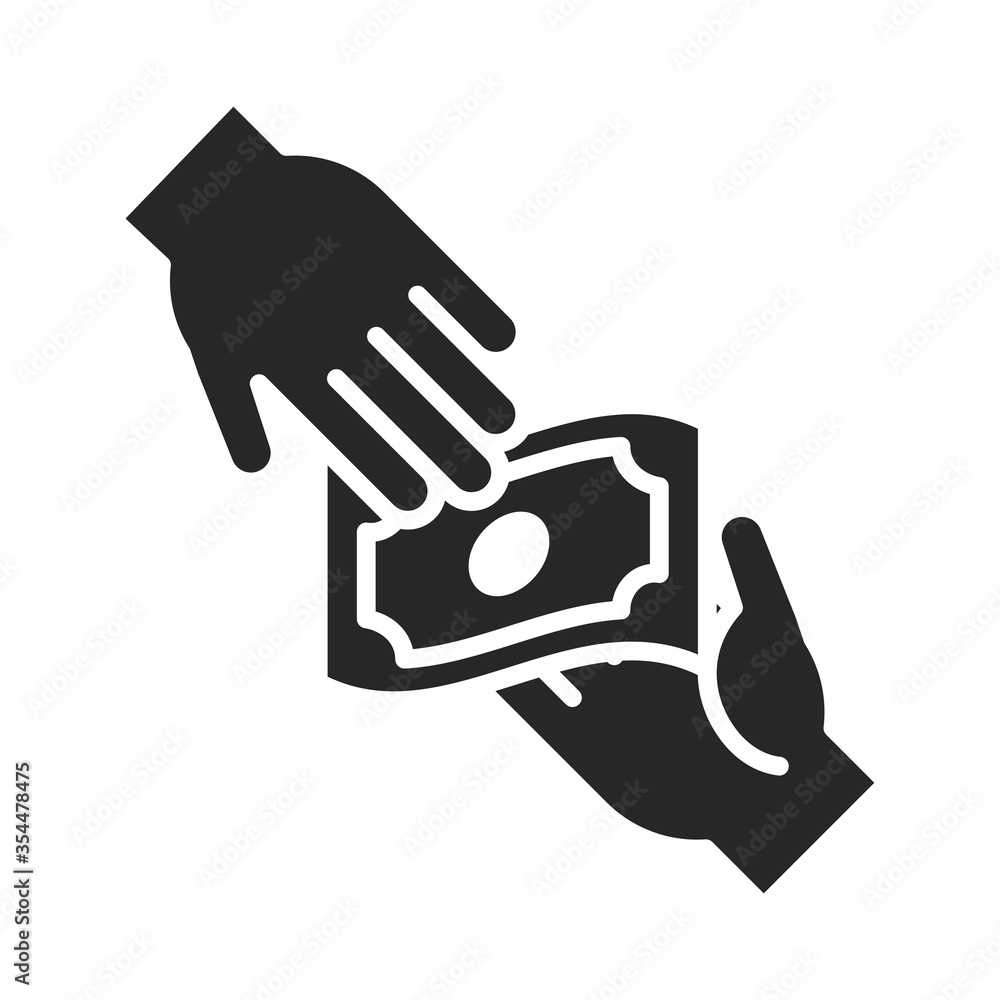donation charity volunteer help social hand giving money silhouette style icon donation charity volunteer help social hand giving money silhouette style icon