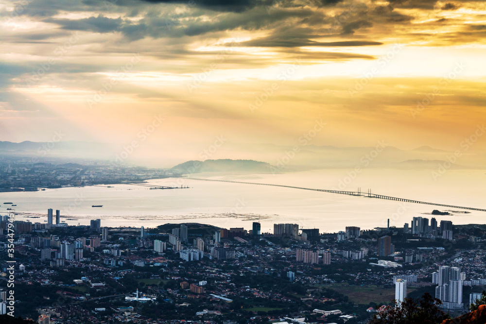 George Town city view from Penang Hill, Pulau Pinang Malaysia George Town city view from Penang Hill, Pulau Pinang Malaysia